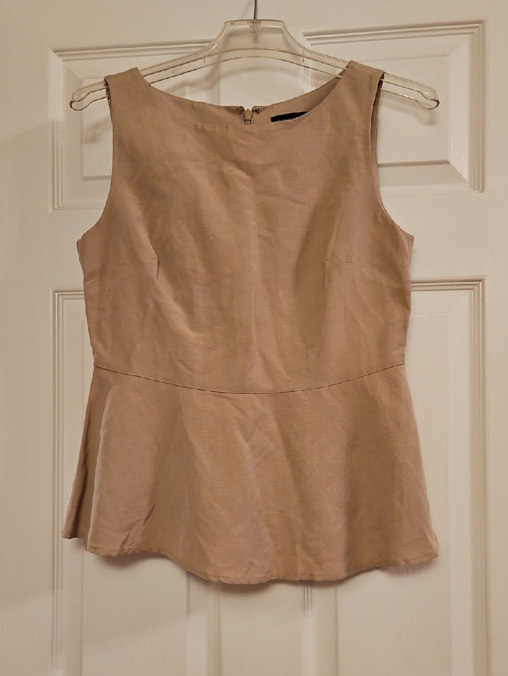Banana Republic Beige Sleeveless Peplum Linen Top